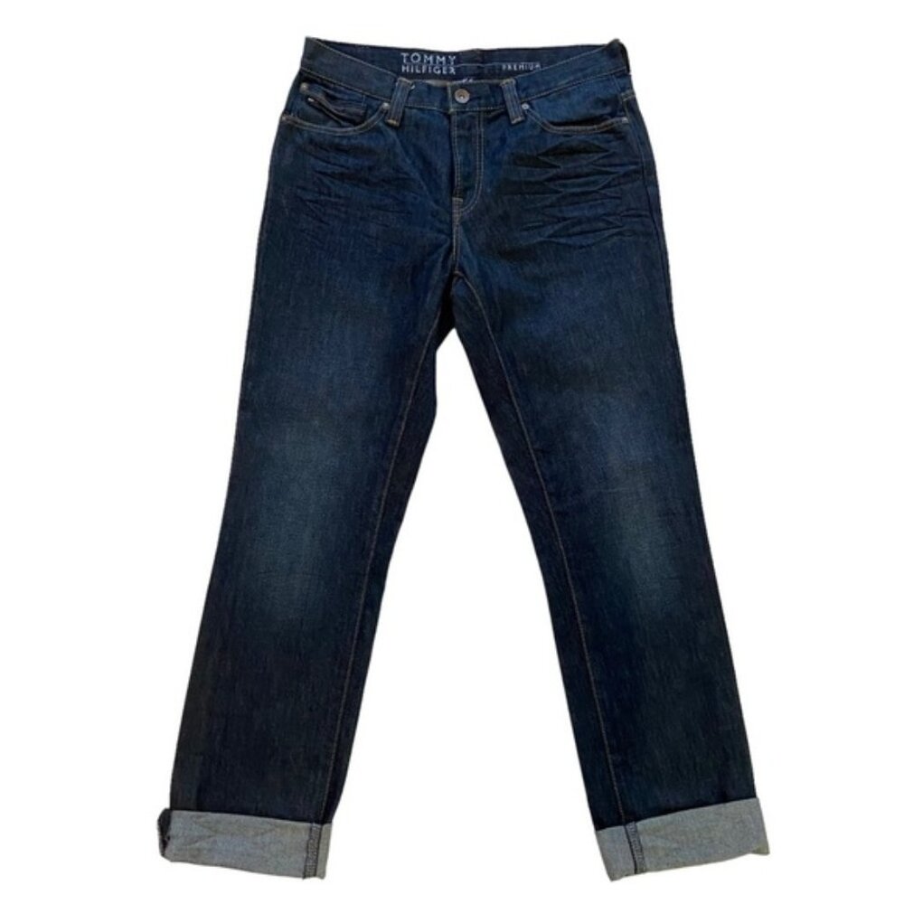 Hilfiger men jeans Premium strong 100% cotton slim straight dark blue size 32